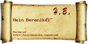 Hein Bereniké névjegykártya